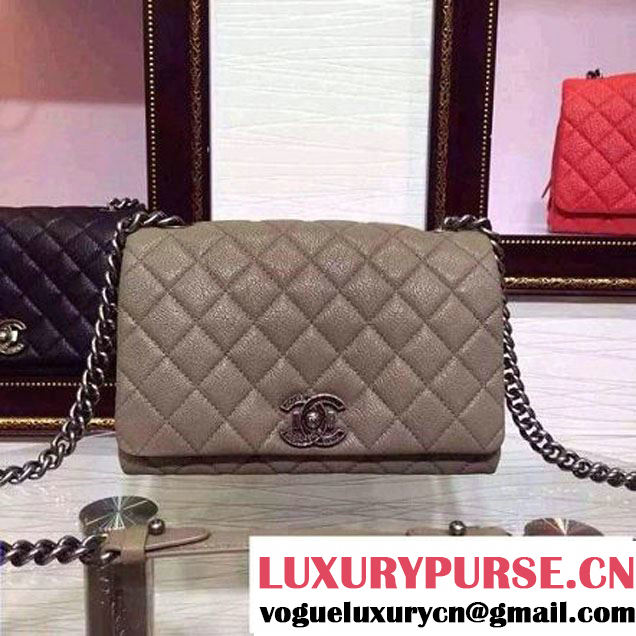 Chanel Goatskin Leather Flap Bag A93017 Grey 2015 (2a136-090245 )