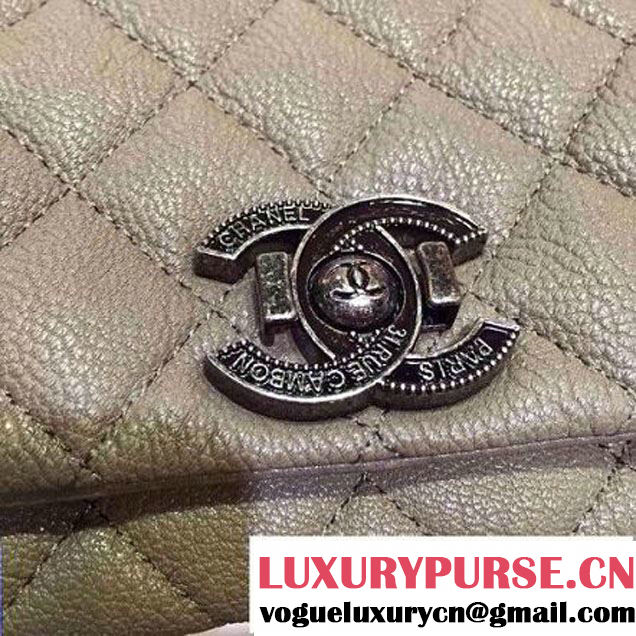 Chanel Goatskin Leather Flap Bag A93017 Grey 2015 (2a136-090245 )