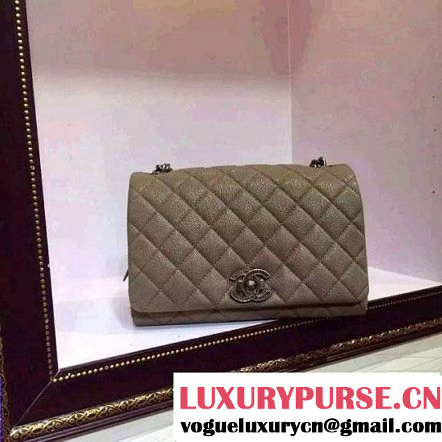 Chanel Goatskin Leather Flap Bag A93017 Grey 2015 (2a136-090245 )