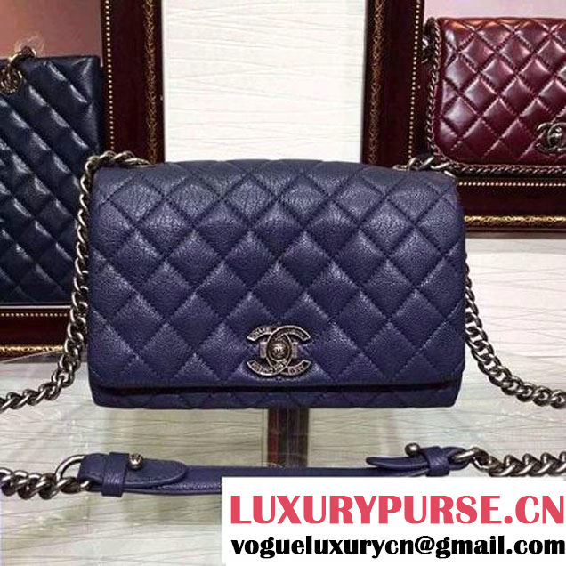 Chanel Goatskin Leather Flap Bag A93017 Blue 2015 (2a136-090247 )