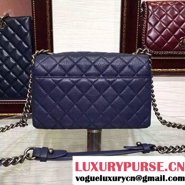 Chanel Goatskin Leather Flap Bag A93017 Blue 2015 (2a136-090247 )