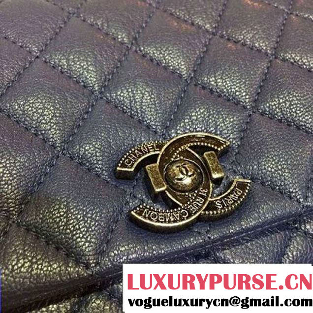 Chanel Goatskin Leather Flap Bag A93017 Blue 2015 (2a136-090247 )