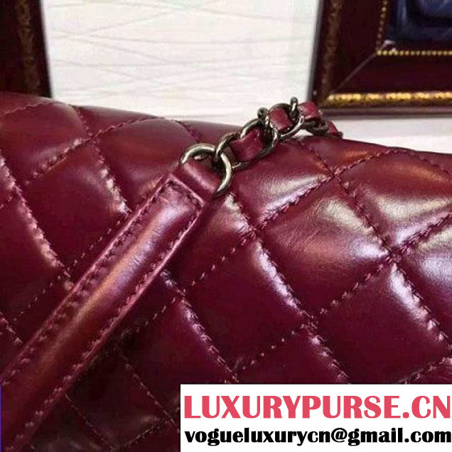 Chanel Burgundy Wax Calfskin Flap Bag Embellished With Chain Pre-Fall 2015 (2A136-090322 )