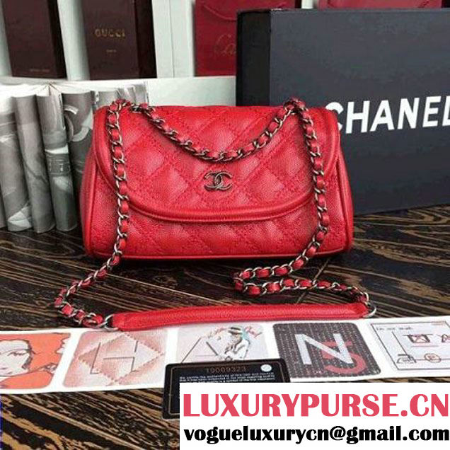 Chanel Red Caviar Calfskin Limited Edition Flap Bag 2015 (2A136-090324 )