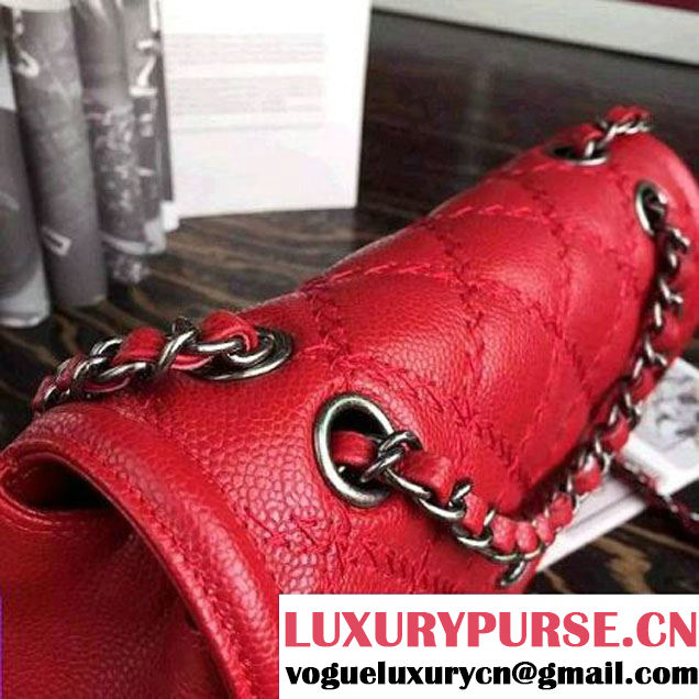Chanel Red Caviar Calfskin Limited Edition Flap Bag 2015 (2A136-090324 )