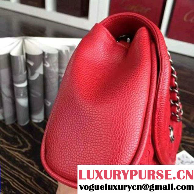Chanel Red Caviar Calfskin Limited Edition Flap Bag 2015 (2A136-090324 )