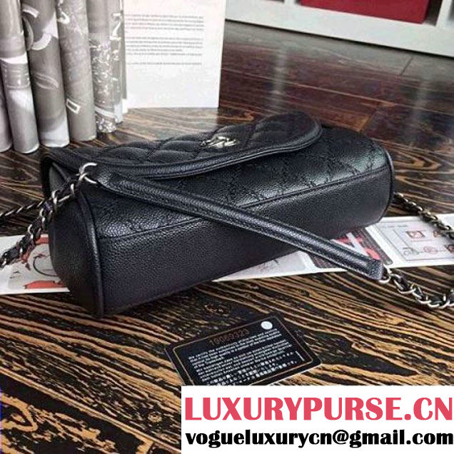 Chanel Black Caviar Calfskin Limited Edition Flap Bag 2015 (2A136-090325 )