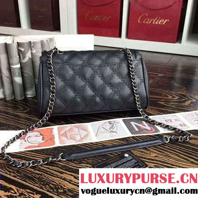 Chanel Black Caviar Calfskin Limited Edition Flap Bag 2015 (2A136-090325 )