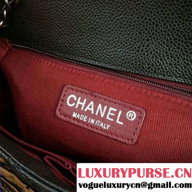 Chanel Black Caviar Calfskin Limited Edition Flap Bag 2015 (2A136-090325 )