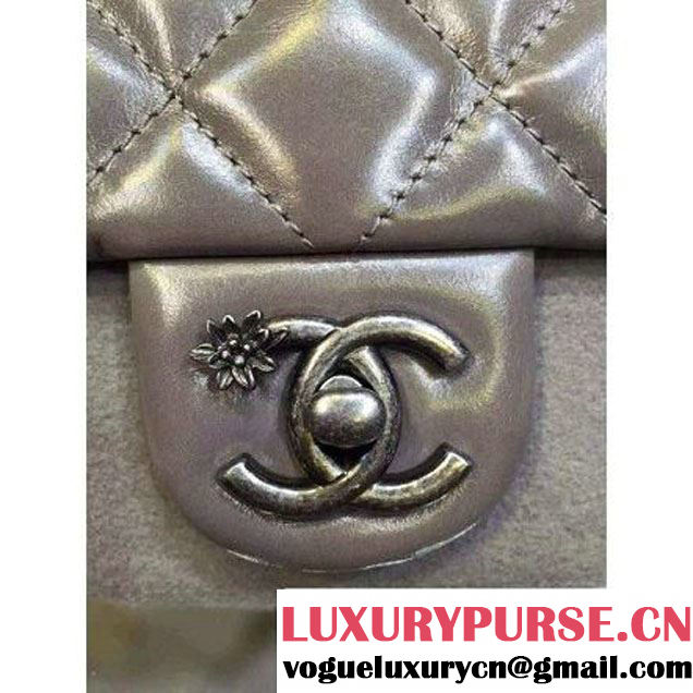Chanel Grey Calfskin And Felt Falp Bag Embellished With An Edelweiss Paris-Salzburg 2014/15 (2A143-091003 )