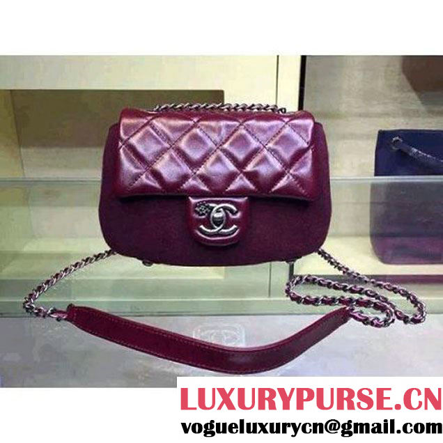 Chanel Burgundy Calfskin And Felt Falp Bag Embellished With An Edelweiss Paris-Salzburg 2014/15 (2A143-091005 )