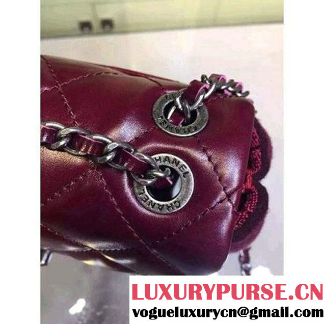 Chanel Burgundy Calfskin And Felt Falp Bag Embellished With An Edelweiss Paris-Salzburg 2014/15 (2A143-091005 )