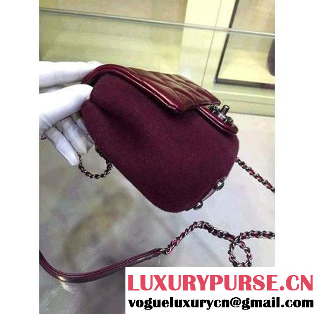 Chanel Burgundy Calfskin And Felt Falp Bag Embellished With An Edelweiss Paris-Salzburg 2014/15 (2A143-091005 )