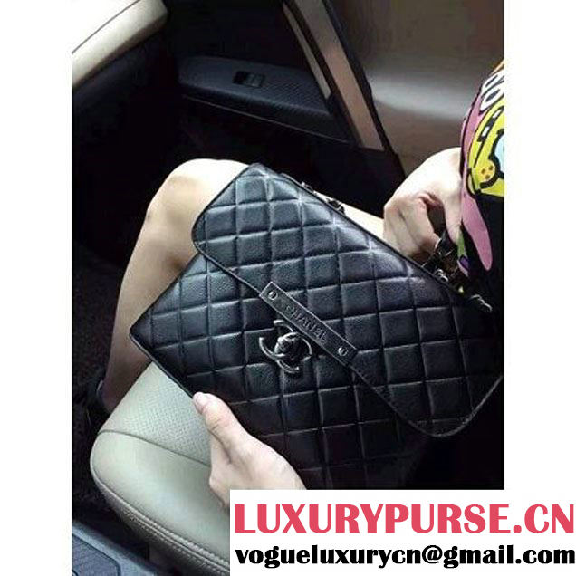 Chanel Supple Calfskin Flap Bag Black Fall-Winter 2015/16 Pre-Collection (2A001-091113 )