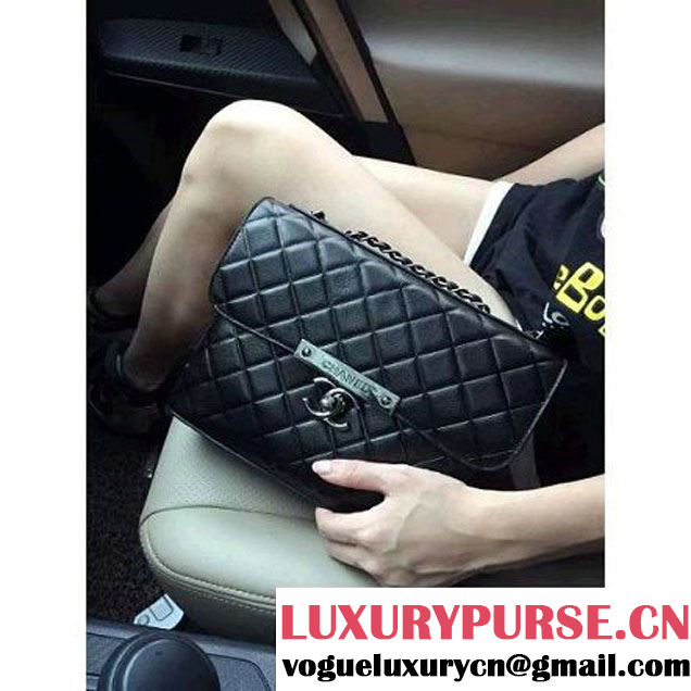 Chanel Supple Calfskin Flap Bag Black Fall-Winter 2015/16 Pre-Collection (2A001-091113 )