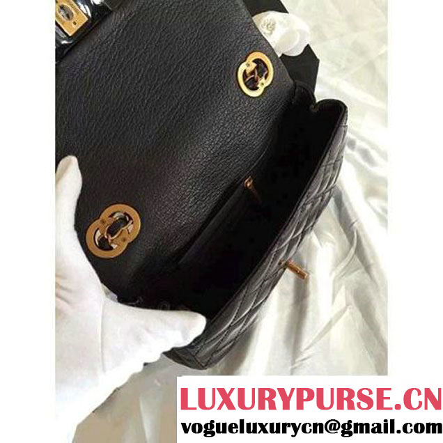Chanel Patent CC Eyelet Flap Bag With A Medallion On The Chain Black- Pre Fall 2015 (1A001-091121 )