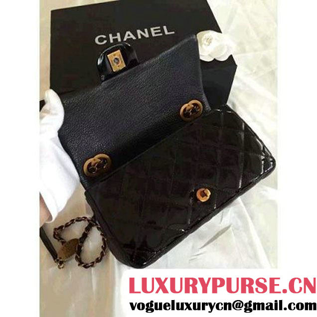 Chanel Patent CC Eyelet Flap Bag With A Medallion On The Chain Black- Pre Fall 2015 (1A001-091121 )