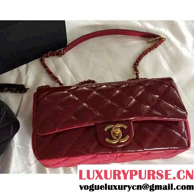 Chanel Patent CC Eyelet Flap Bag With A Medallion On The Chain Burgundy- Pre Fall 2015 (1A001-091122 )