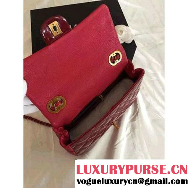 Chanel Patent CC Eyelet Flap Bag With A Medallion On The Chain Burgundy- Pre Fall 2015 (1A001-091122 )