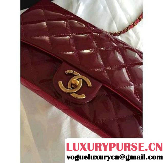 Chanel Patent CC Eyelet Flap Bag With A Medallion On The Chain Burgundy- Pre Fall 2015 (1A001-091122 )