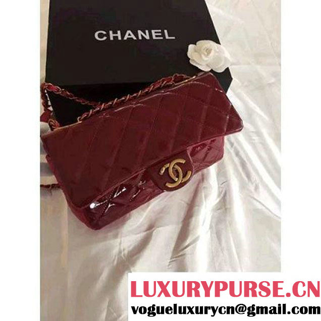 Chanel Patent CC Eyelet Flap Bag With A Medallion On The Chain Burgundy- Pre Fall 2015 (1A001-091122 )