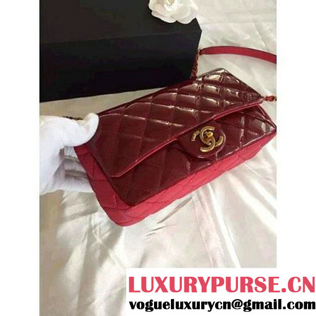 Chanel Patent CC Eyelet Flap Bag With A Medallion On The Chain Burgundy- Pre Fall 2015 (1A001-091122 )