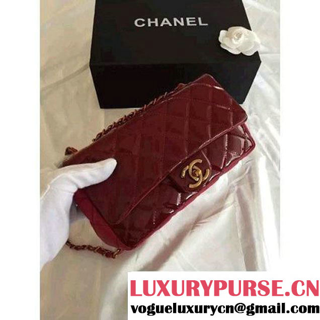 Chanel Patent CC Eyelet Flap Bag With A Medallion On The Chain Burgundy- Pre Fall 2015 (1A001-091122 )