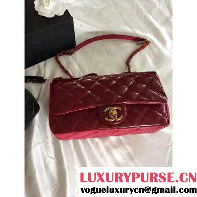 Chanel Patent CC Eyelet Flap Bag With A Medallion On The Chain Burgundy- Pre Fall 2015 (1A001-091122 )