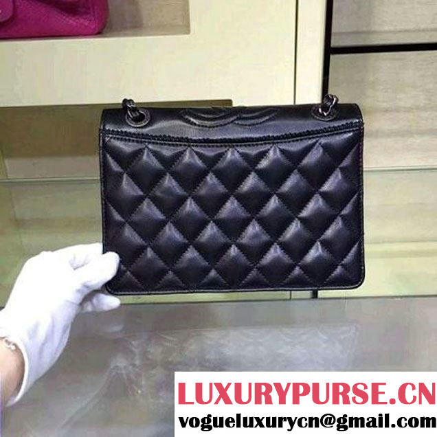 Chanel Lambksin Flap Bag Embellished With A Ribbon Piping Pre Fall-Winter 2015 (2A143-091401 )