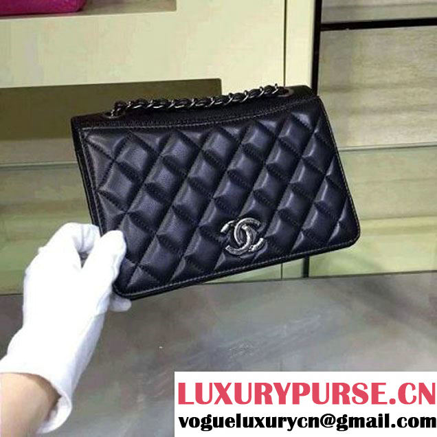 Chanel Lambksin Flap Bag Embellished With A Ribbon Piping Pre Fall-Winter 2015 (2A143-091401 )