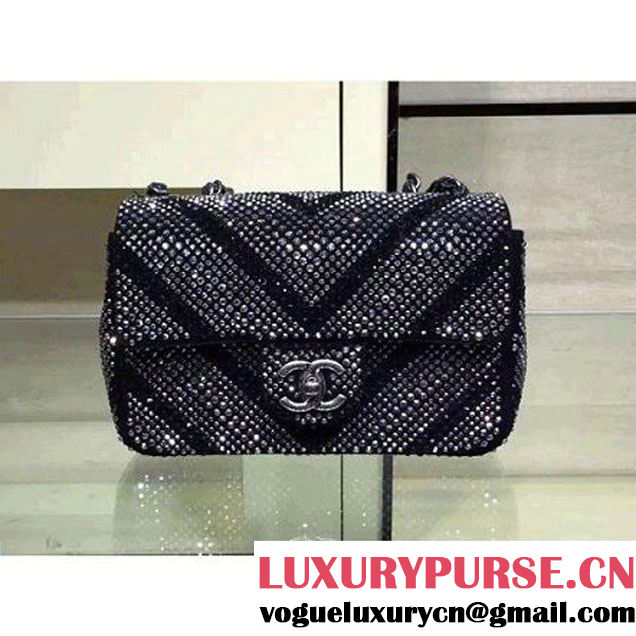 Chanel Calfskin Flap Bag Embellished With Strass In Herringbone Pattern Pre Fall-Winter 2015 (2A143-091407 )