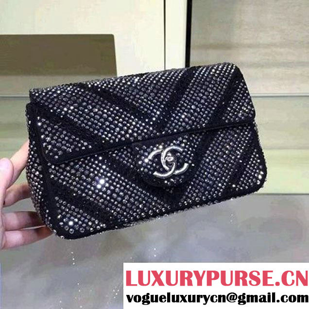 Chanel Calfskin Flap Bag Embellished With Strass In Herringbone Pattern Pre Fall-Winter 2015 (2A143-091407 )