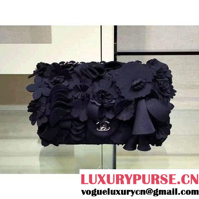 Chanel Floral Applique 3D Flap Bag Black - Cruise 2015 (2A143-091408 )