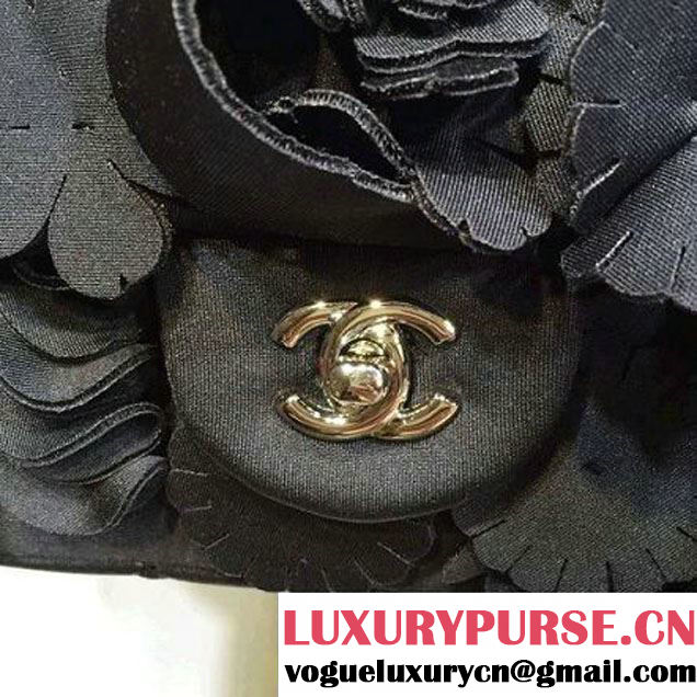 Chanel Floral Applique 3D Flap Bag Black - Cruise 2015 (2A143-091408 )