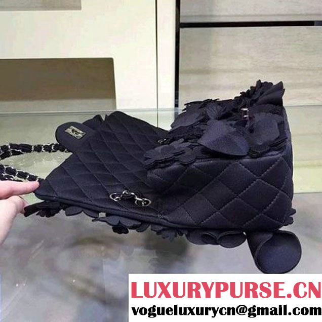 Chanel Floral Applique 3D Flap Bag Black - Cruise 2015 (2A143-091408 )