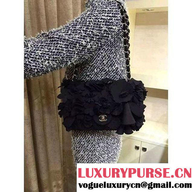 Chanel Floral Applique 3D Flap Bag Black - Cruise 2015 (2A143-091408 )