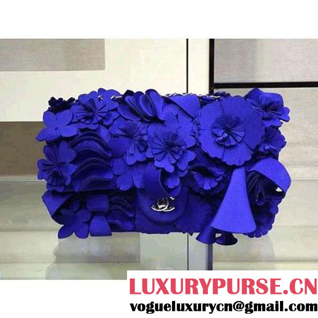 Chanel Floral Applique 3D Flap Bag Navy - Cruise 2015 (2A143-091409 )