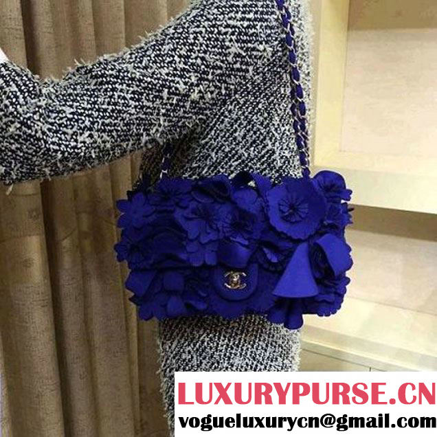 Chanel Floral Applique 3D Flap Bag Navy - Cruise 2015 (2A143-091409 )