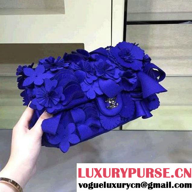 Chanel Floral Applique 3D Flap Bag Navy - Cruise 2015 (2A143-091409 )