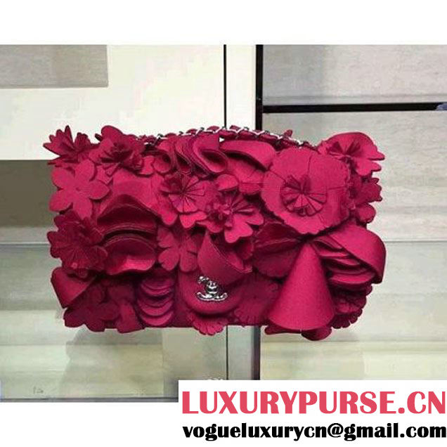 Chanel Floral Applique 3D Flap Bag Red - Cruise 2015 (2A143-091410 )