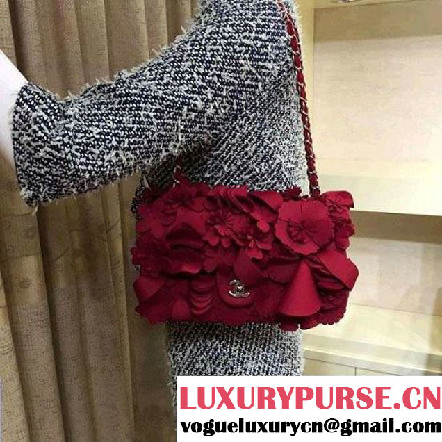 Chanel Floral Applique 3D Flap Bag Red - Cruise 2015 (2A143-091410 )