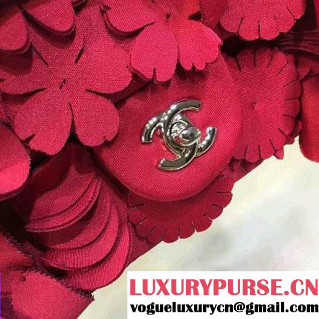 Chanel Floral Applique 3D Flap Bag Red - Cruise 2015 (2A143-091410 )