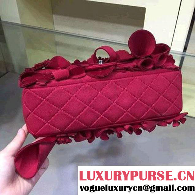 Chanel Floral Applique 3D Flap Bag Red - Cruise 2015 (2A143-091410 )