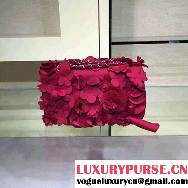 Chanel Floral Applique 3D Flap Bag Red - Cruise 2015 (2A143-091410 )