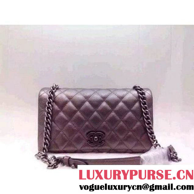 Chanel A93018 Silver Calfskin Flap Bag Pre Fall-Winter 2015/16 (2A020-091636 )