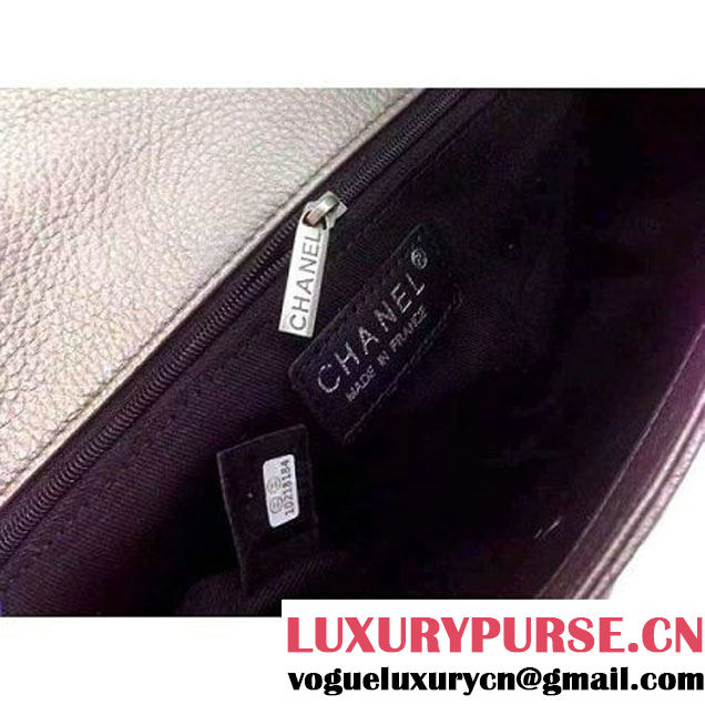 Chanel A93018 Silver Calfskin Flap Bag Pre Fall-Winter 2015/16 (2A020-091636 )