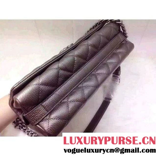Chanel A93018 Silver Calfskin Flap Bag Pre Fall-Winter 2015/16 (2A020-091636 )