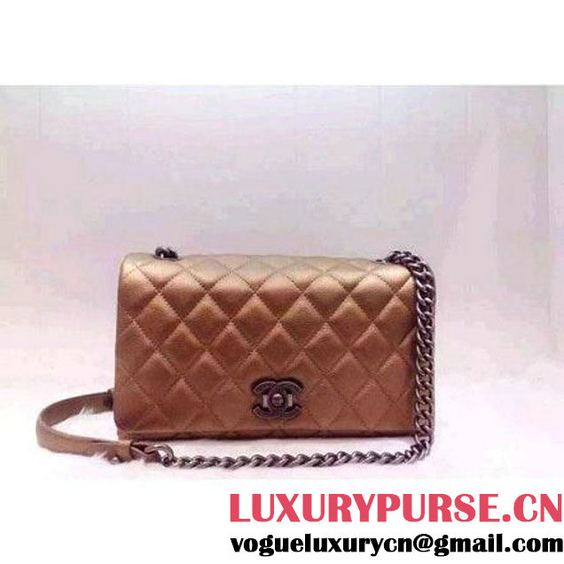 Chanel A93018 Gold Calfskin Flap Bag Pre Fall-Winter 2015/16 (2A020-091637 )