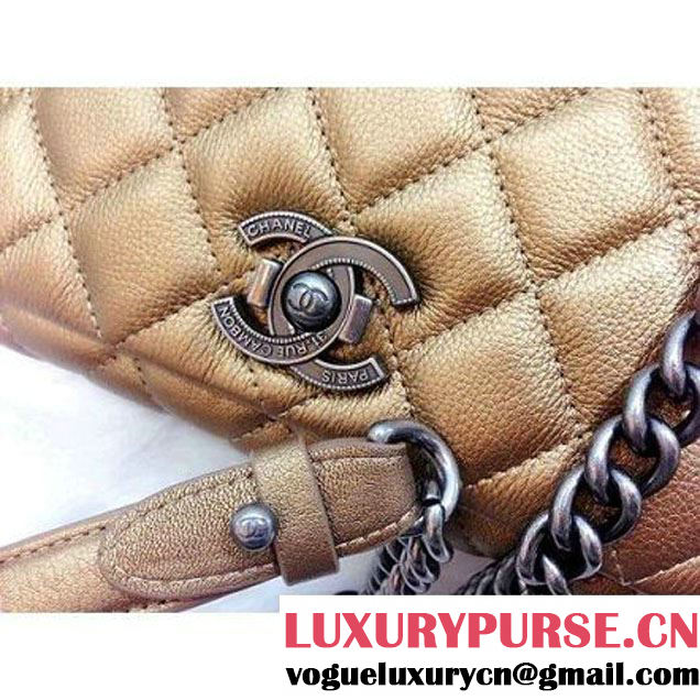 Chanel A93018 Gold Calfskin Flap Bag Pre Fall-Winter 2015/16 (2A020-091637 )