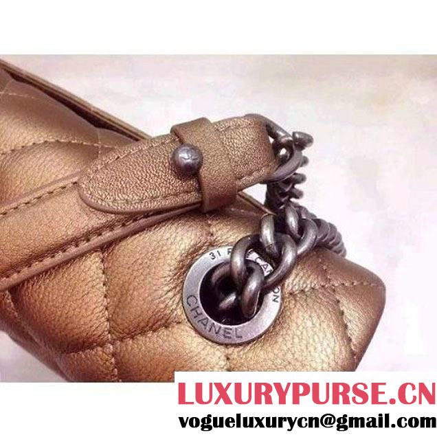 Chanel A93018 Gold Calfskin Flap Bag Pre Fall-Winter 2015/16 (2A020-091637 )
